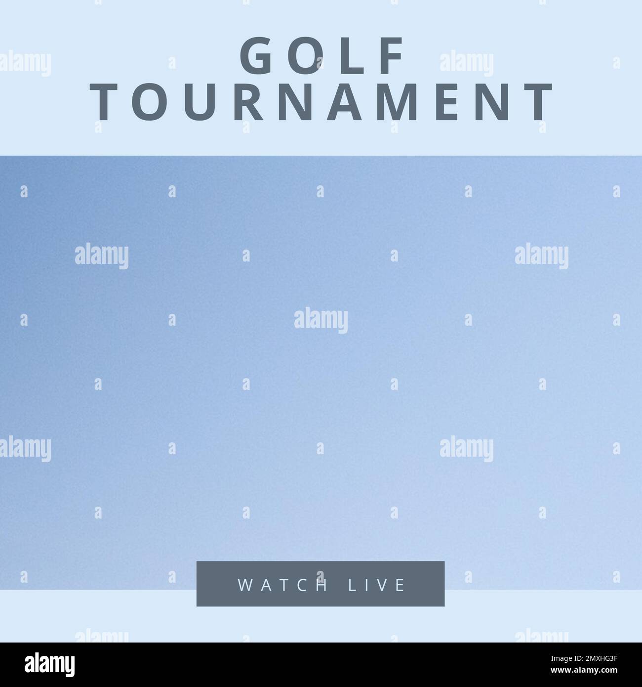 Image carrée d'un tournoi de golf sur fond bleu clair et foncé avec espace de copie Banque D'Images