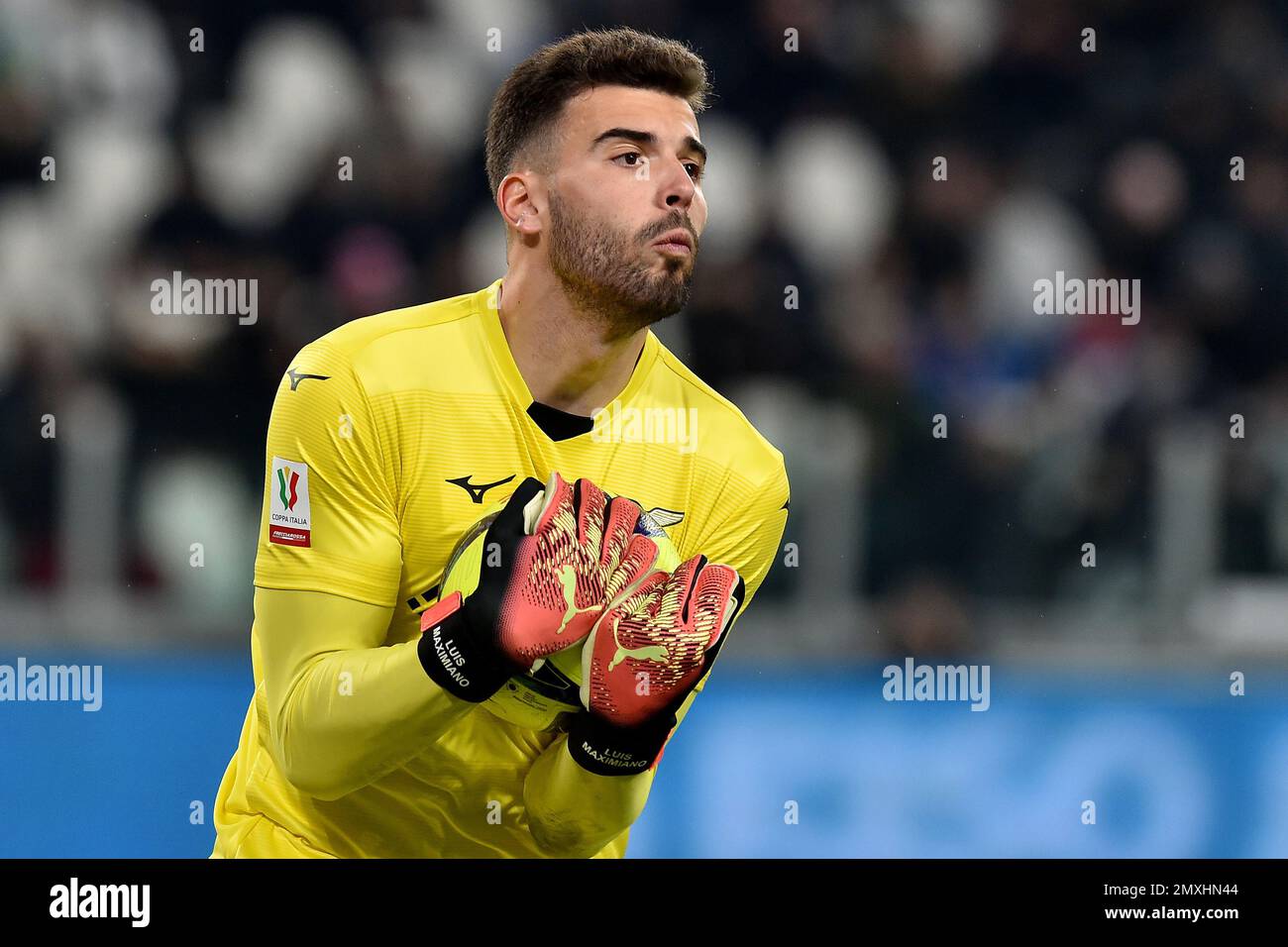 Arantes Maximiano Luis Manuel de SS Lazio sauve pendant le match de football de la coupe d'Italie entre Juventus FC et SS Lazio au stade de Juventus à Turin (IT Banque D'Images Arantes Maximiano Luis Manuel de SS Lazio sauve pendant le match de football de la coupe d'Italie entre Juventus FC et SS Lazio au stade de Juventus à Turin (IT Banque D'Images