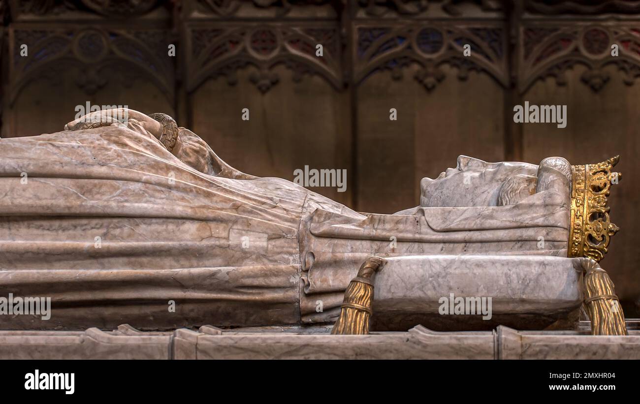 Le sarcophage en marbre de Margret I dans la cathédrale de Roskilde, Danemark, 22 octobre 2022 Banque D'Images