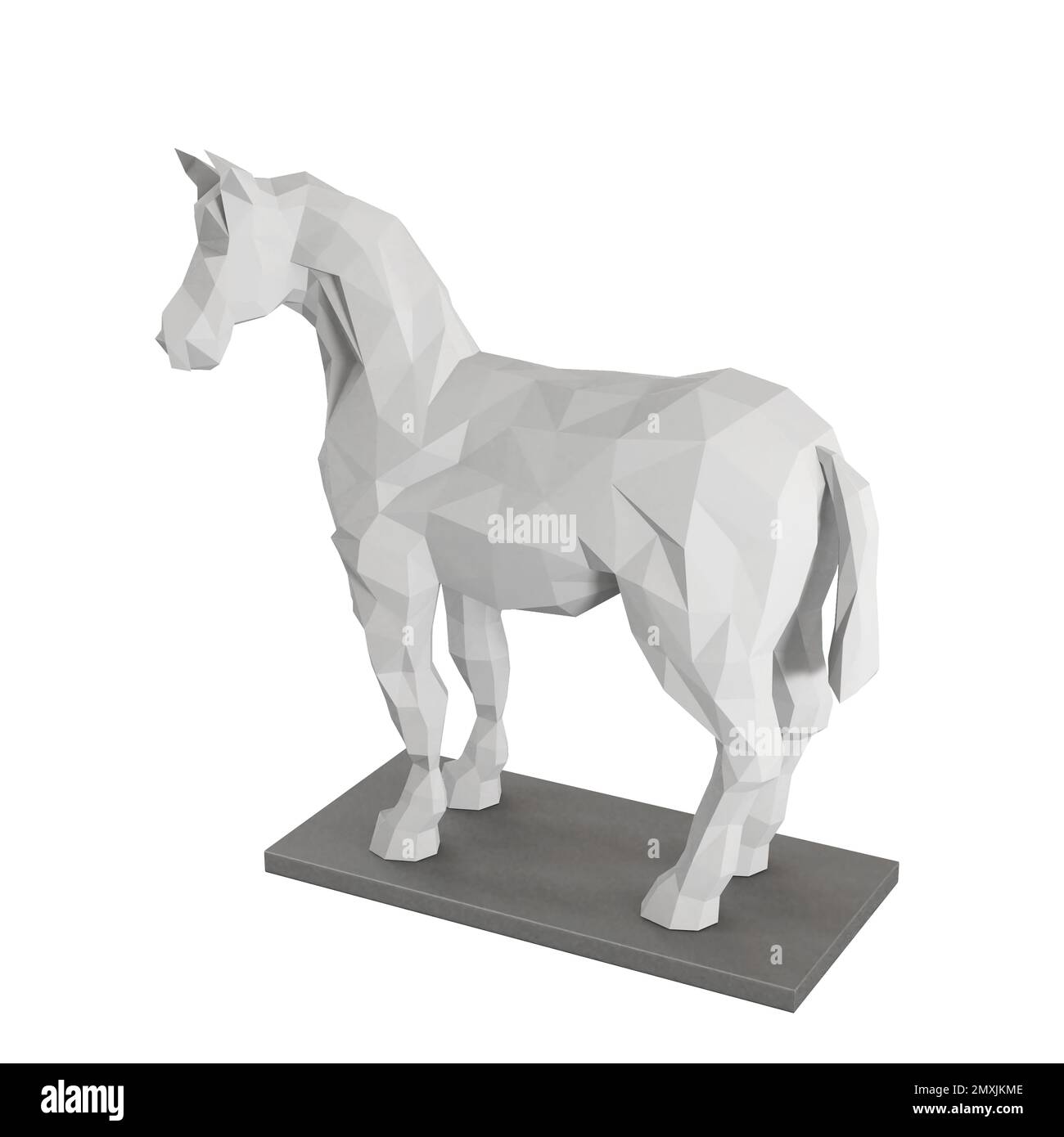 Une statue de cheval en céramique blanche isolée sur blanc Banque D'Images