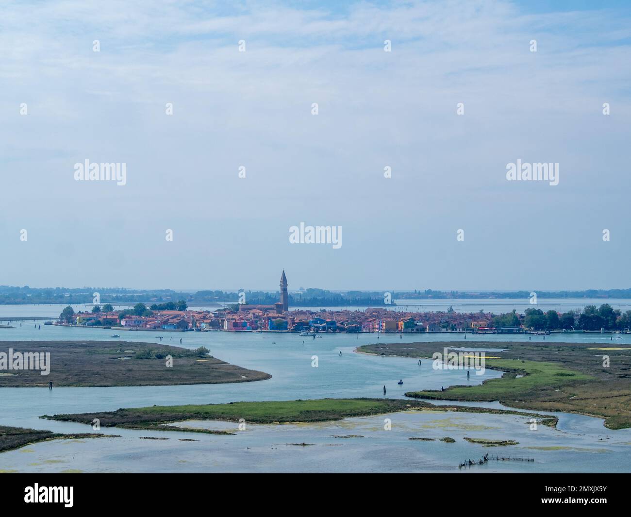 Burano vu depuis le sommet de la cathédrale de Torcello Banque D'Images