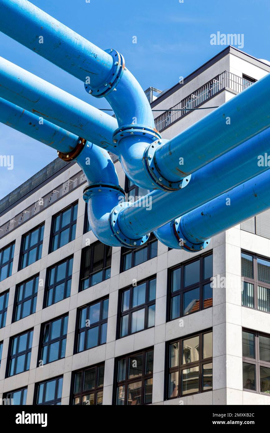 Chantier de construction, tuyaux bleus d'une ligne d'approvisionnement sur  un chantier de construction, Berlin, Allemagne, Europe Photo Stock - Alamy