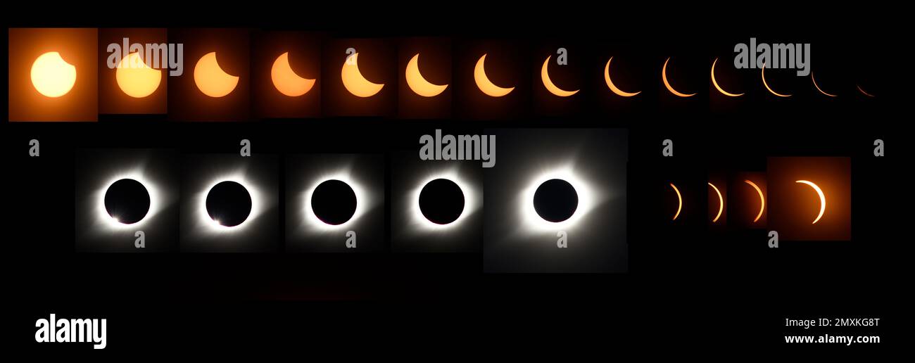 Progression de Solar Eclipse en 2017 étapes Banque D'Images