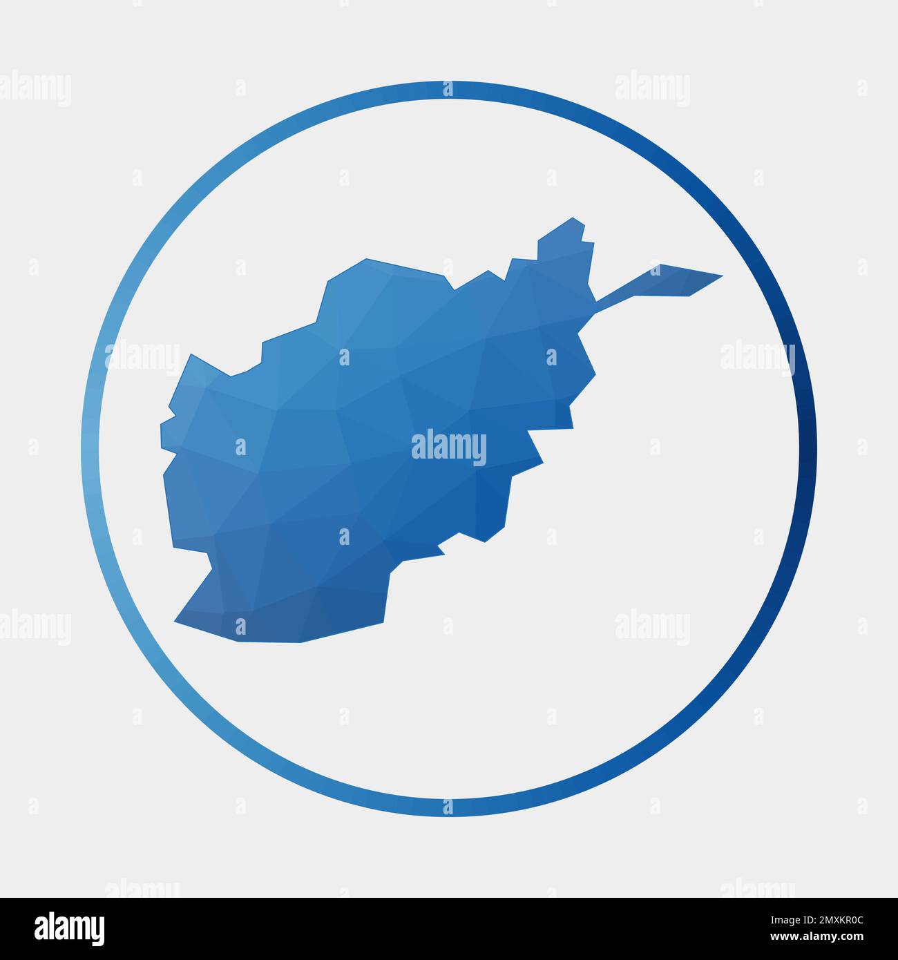 L'icône de l'Afghanistan. Carte polygonale du pays en anneau de gradient. Panneau rond bas en poly Afghanistan. Illustration vectorielle. Illustration de Vecteur