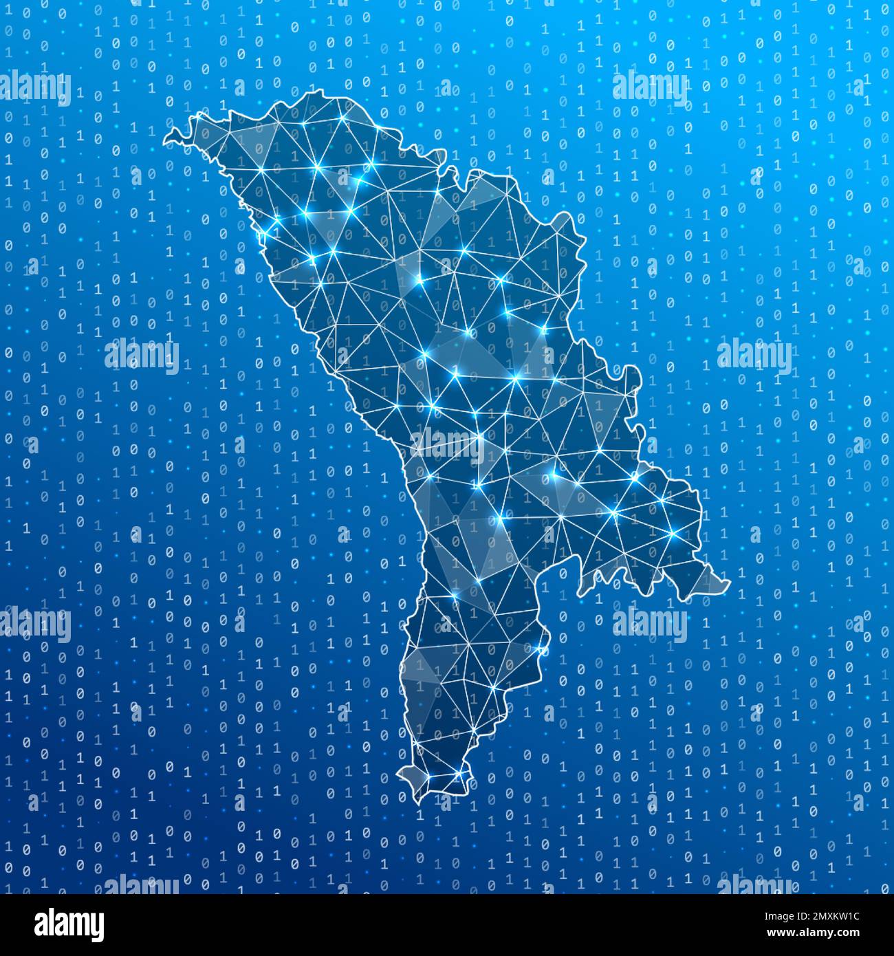 Carte du réseau de la Moldavie. Carte des connexions numériques par pays. Technologie, Internet, réseau, concept de télécommunication. Illustration vectorielle. Illustration de Vecteur