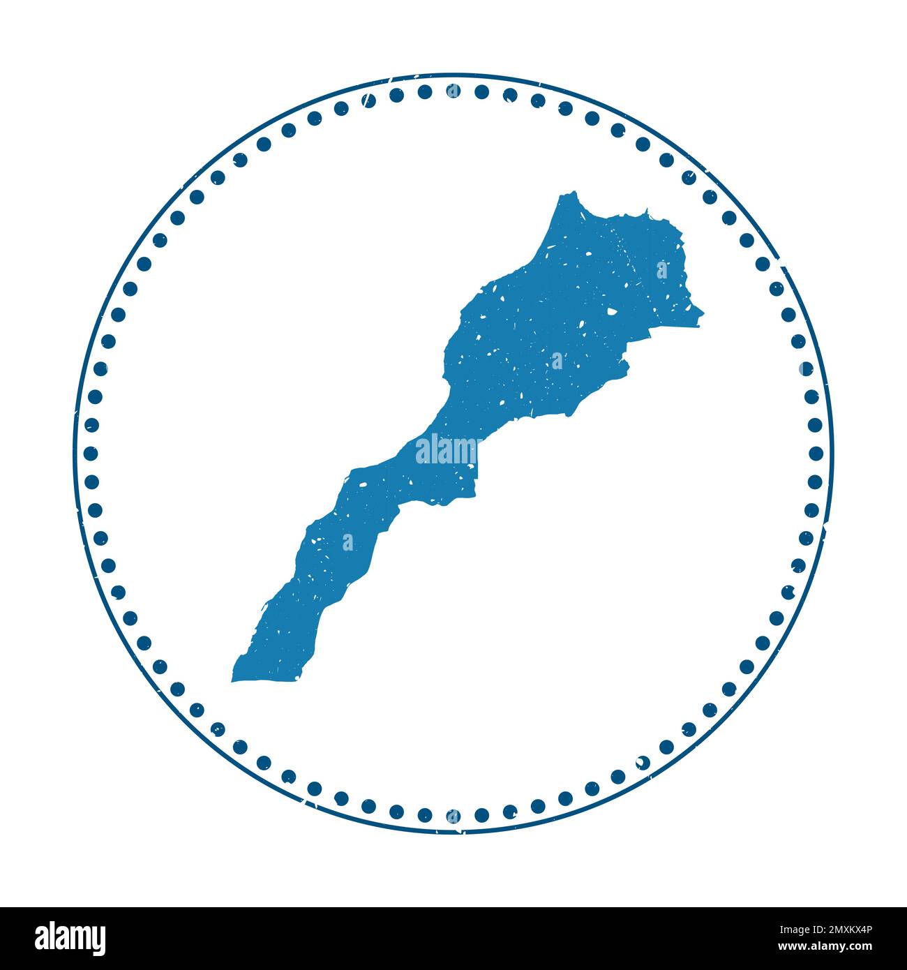 Autocollant Maroc. Tampon en caoutchouc de voyage avec carte du pays, illustration vectorielle. Peut être utilisé comme insigne, logotype, étiquette, autocollant ou badge du Maroc. Illustration de Vecteur