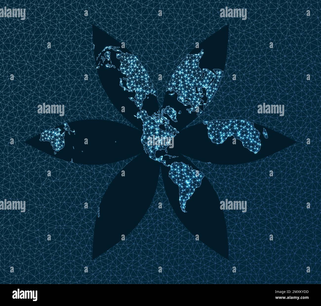 Connexion à la carte du monde. Projection Gingery. Réseau mondial. Carte des correspondances élégantes. Illustration vectorielle. Illustration de Vecteur