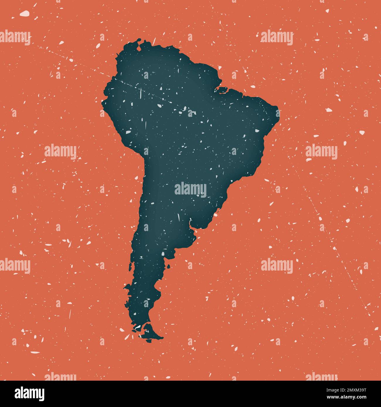 Carte d'Amérique du Sud. Grunge carte du continent avec la texture en difficulté. Affiche pour l'Amérique du Sud. Illustration vectorielle. Illustration de Vecteur