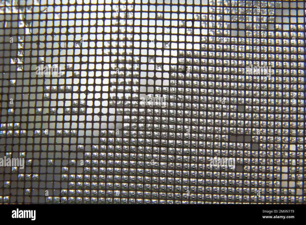 mesh de protection contre l'humidité pour le conditionnement avec gouttes d'eau, macro Banque D'Images