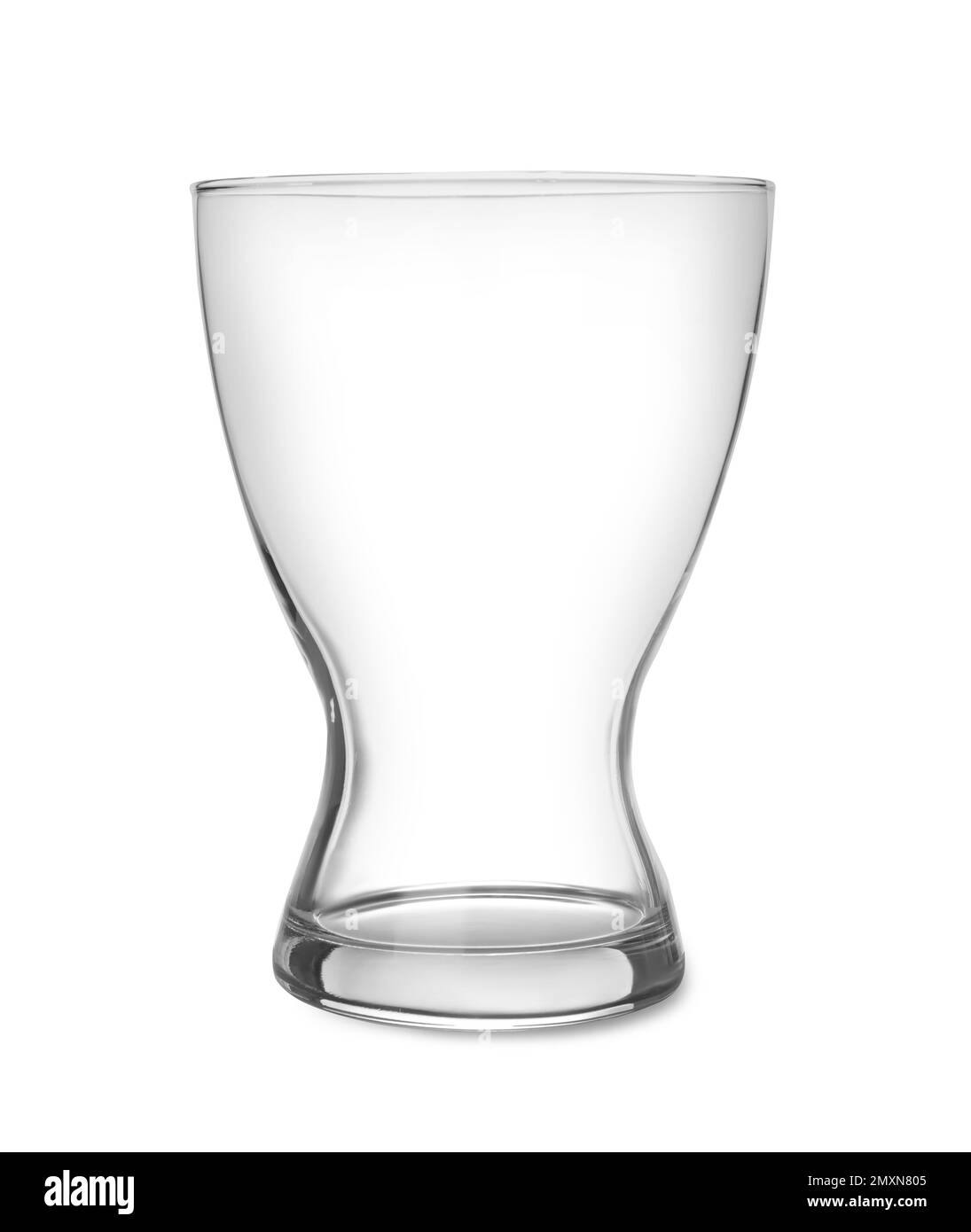 Vase en verre vide élégant isolé sur blanc Banque D'Images