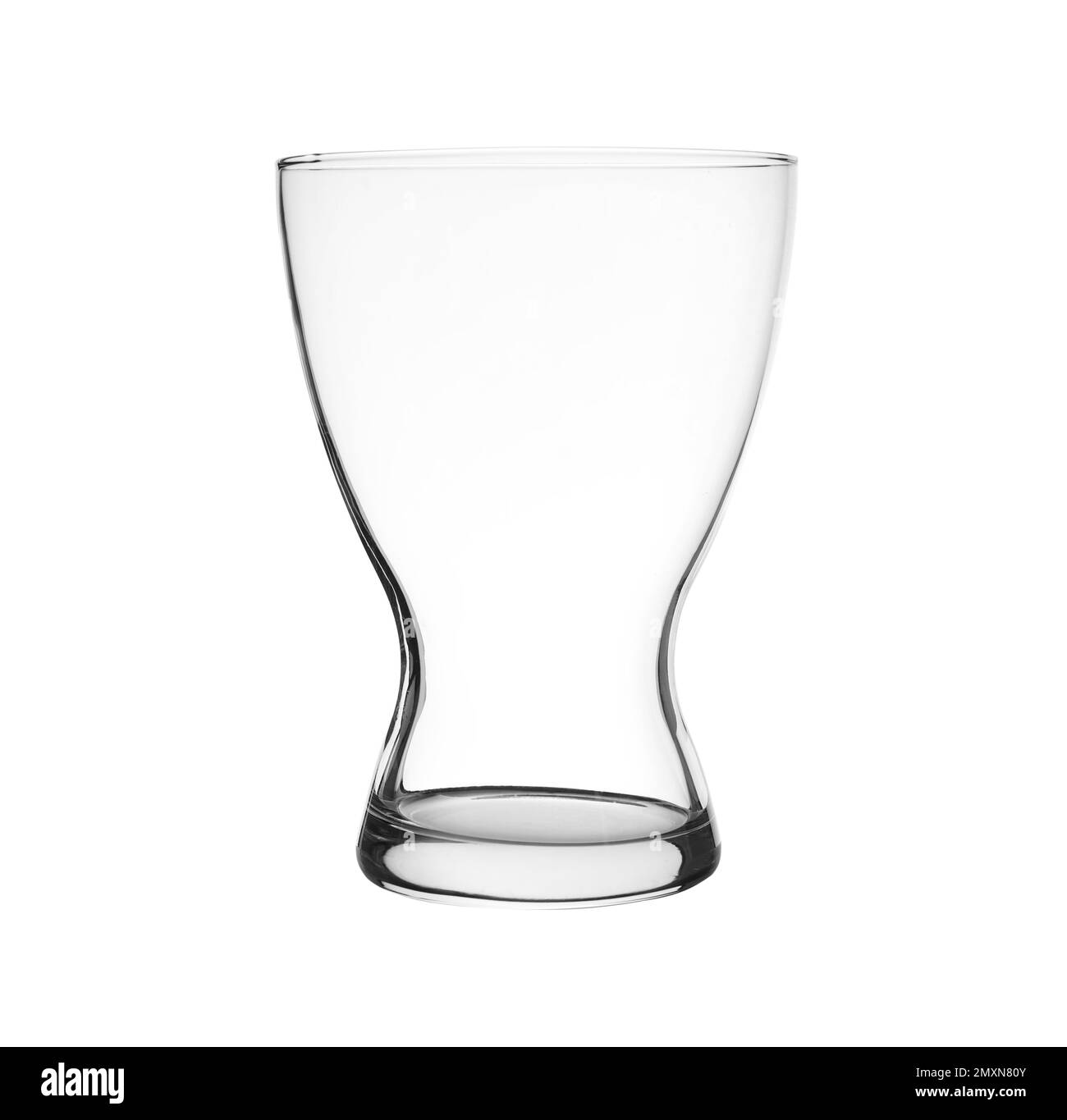 Vase en verre vide élégant isolé sur blanc Banque D'Images