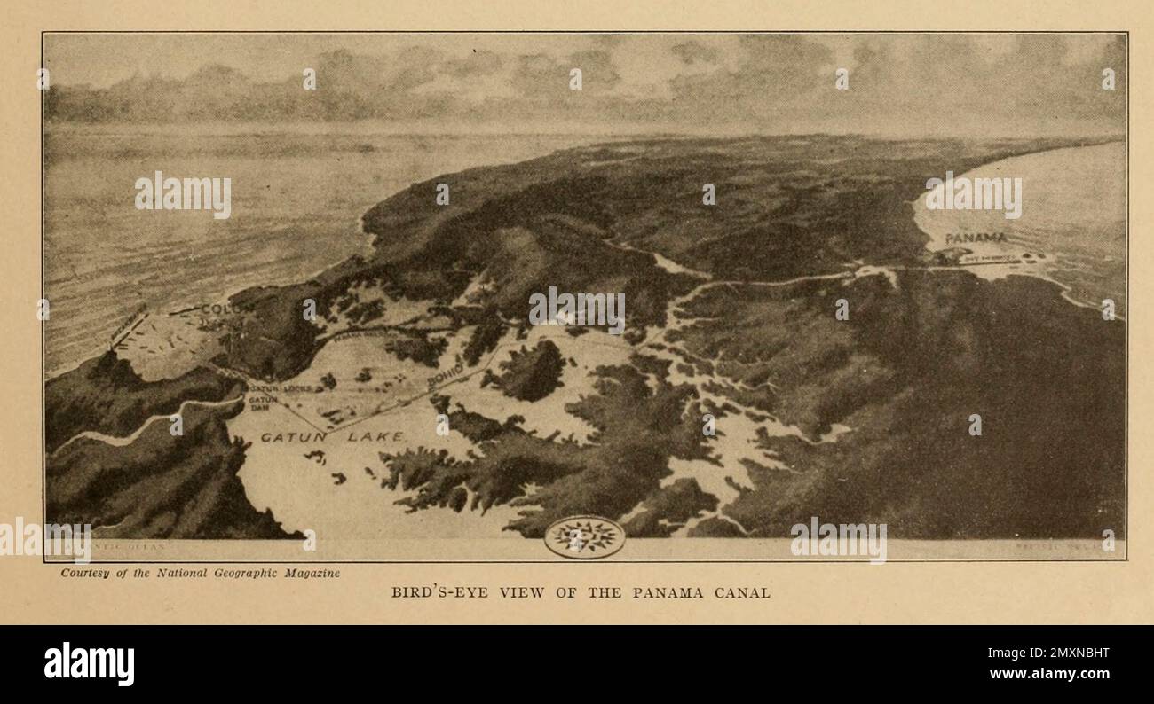 Vue panoramique sur le canal de Panama à partir du livre Panama et le canal en image et en prose : Une histoire complète du Panama, ainsi que l'histoire, le but et la promesse de son canal mondialement connu la plus gigantesque entreprise d'ingénierie depuis l'aube du temps par Willis John Abbot,1863-1934 publié à Londres ; New York par Syndicate Publishing Co. En 1913 Banque D'Images