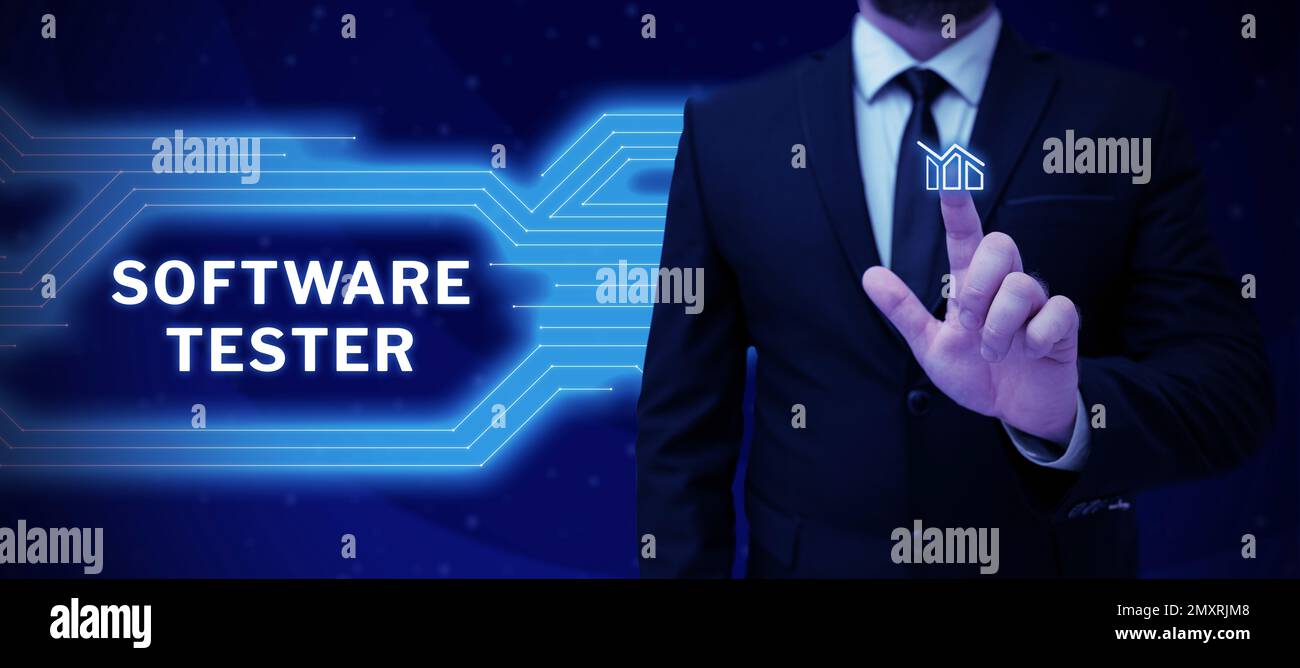 Testeur de logiciel d'écriture manuscrite. Approche métier mise en œuvre pour protéger les logiciels contre les attaques malveillantes Banque D'Images