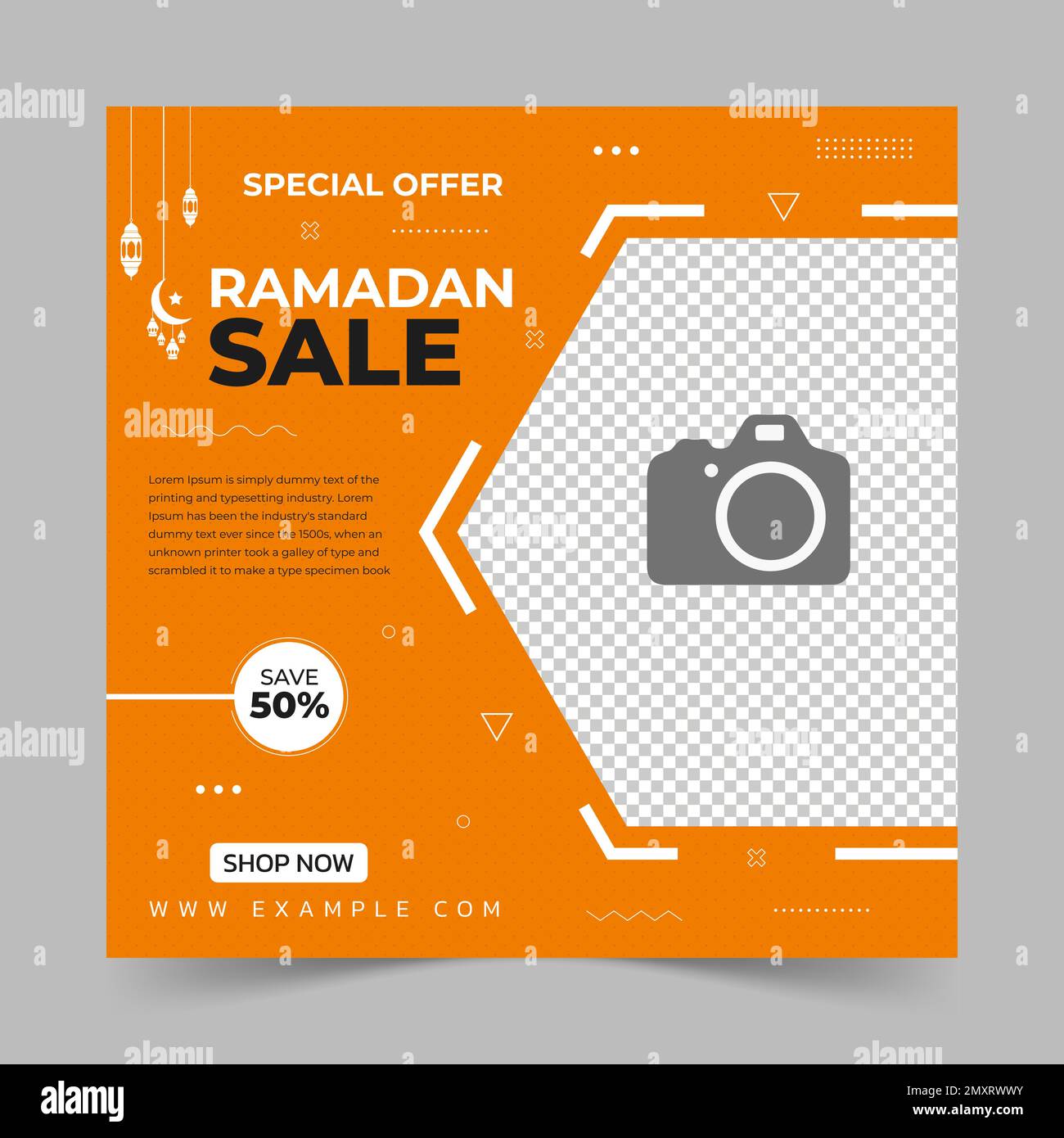 Modèle de publication de la bannière de vente du ramadan modifiable sur les réseaux sociaux avec arrière-plan Illustration de Vecteur