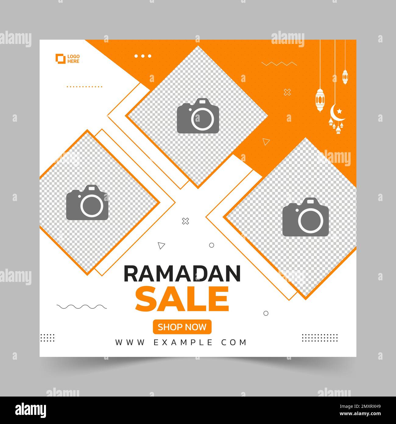Modèle de publication de la bannière de vente du ramadan modifiable sur les réseaux sociaux Illustration de Vecteur