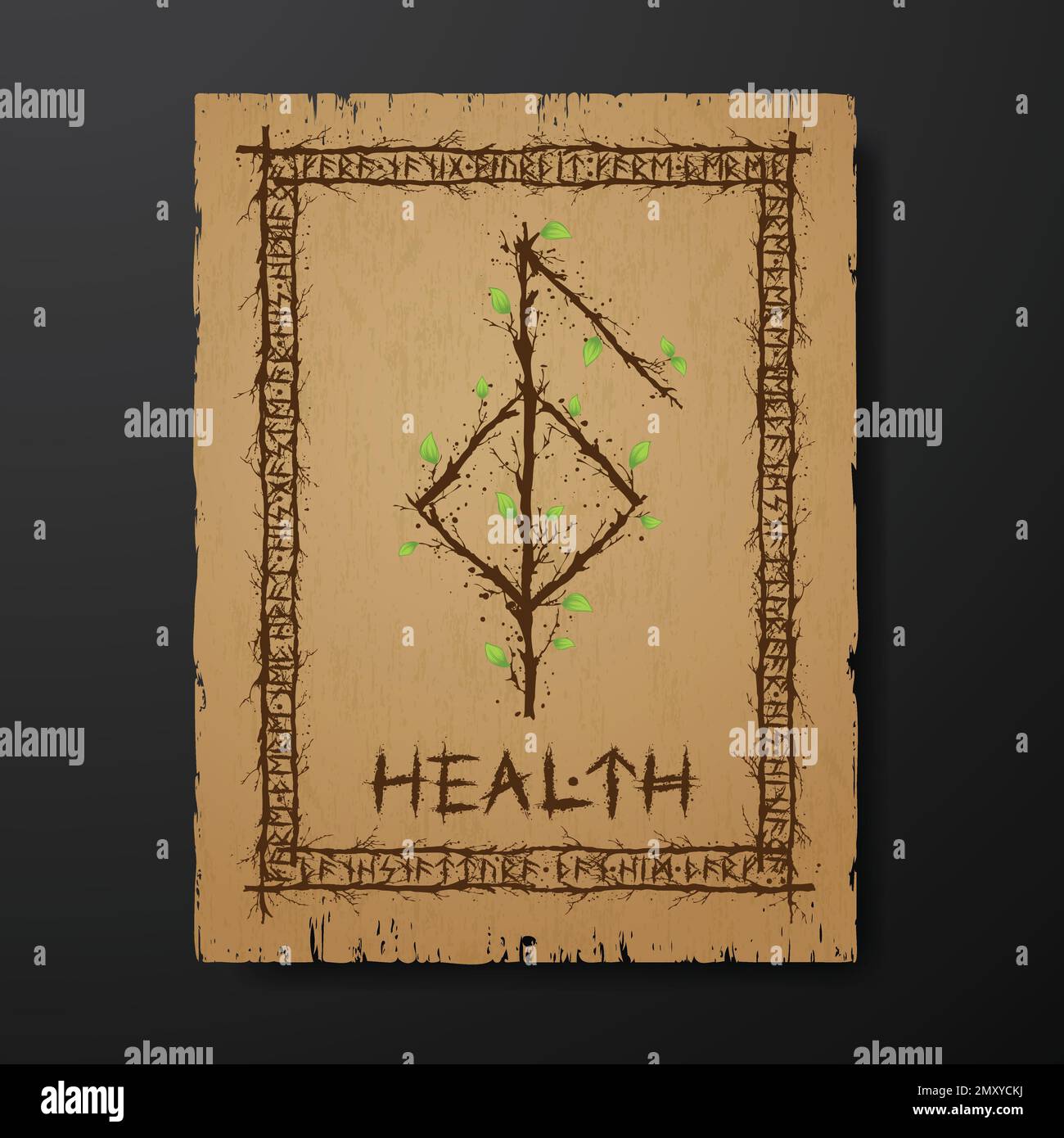 Branche d'arbre lier rune pergament santé Illustration de Vecteur
