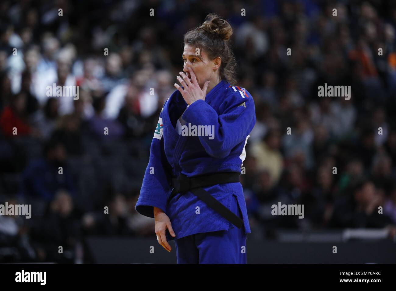 Agathe Devitry (FRA) (Red Star Champigny) a concouru en femmes -63kg catégorie perdu B . Timo (por) lors du Grand Chelem 2023 (IJF) de l'International Judo Paris sur 4 février 2023 à l'Arena Accor à Paris, France - photo : Stephane Allaman/DPPI/LiveMedia Banque D'Images