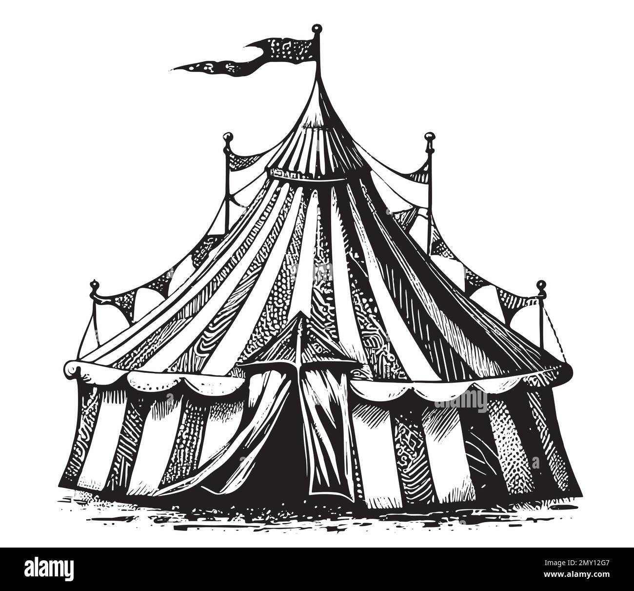 Tente de cirque esquisse dessinée à la main Illustration vectorielle Illustration de Vecteur
