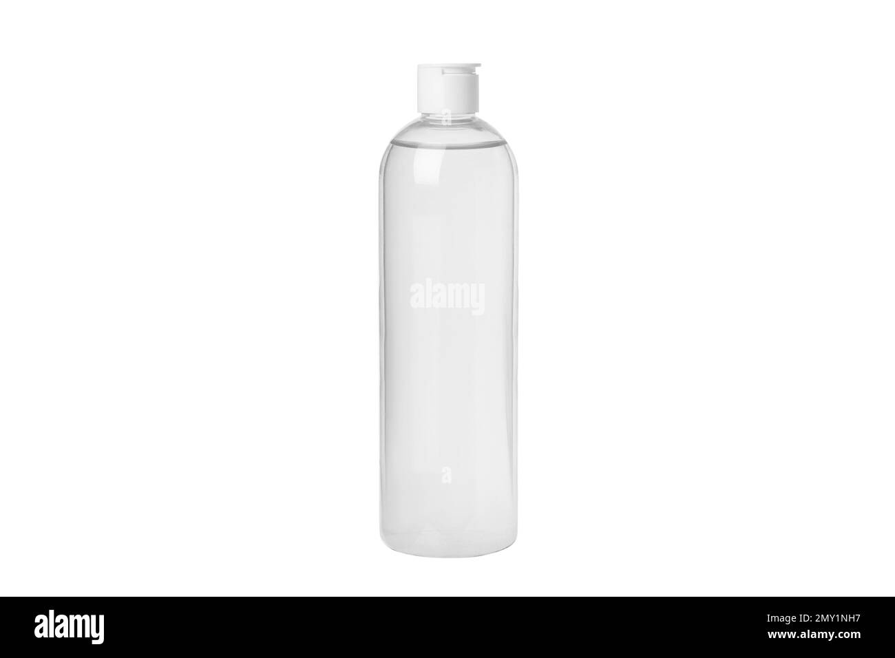 Toner hydratant, sérum, eau micellaire isolée sur fond blanc. Flacons cosmétiques transparents. Avec distributeur Banque D'Images