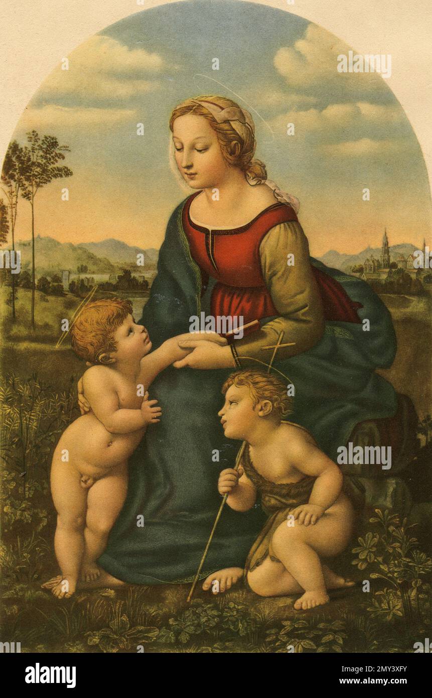 Le beau Gardener, peinture de l'artiste italien Raffaello Sanzio, illustration couleur 1900s Banque D'Images