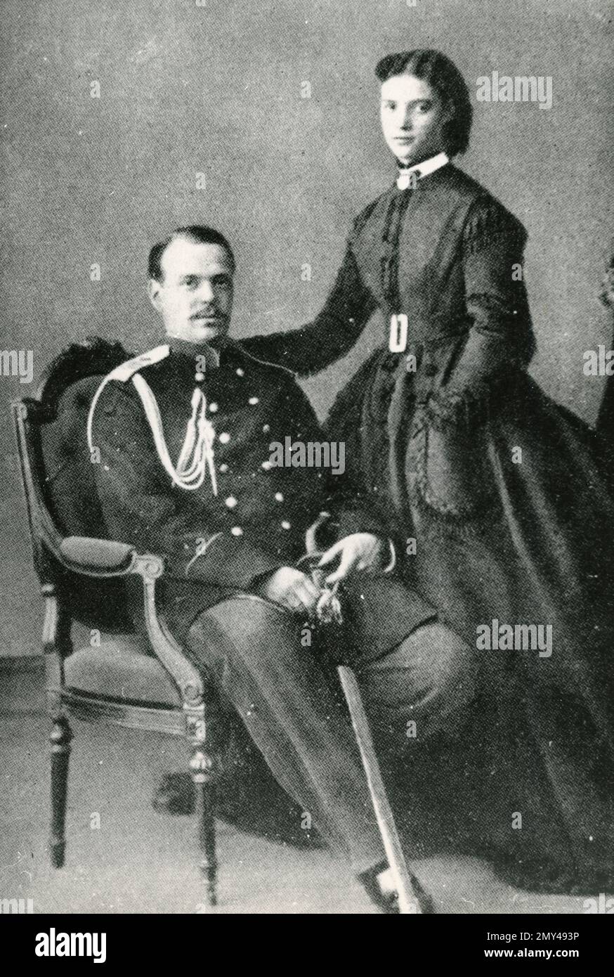 L'empereur russe Alexandre III et sa fille la Grande Duchesse Olga Alexandrovna, Russie 1890s Banque D'Images