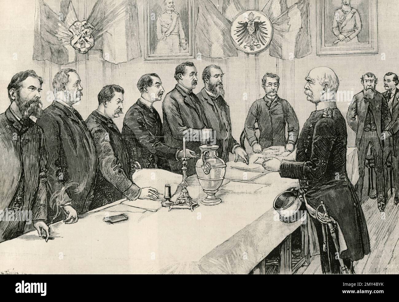 L'homme d'État et diplomate allemand Otto von Bismarck qui a voté, illustration 1870s Banque D'Images