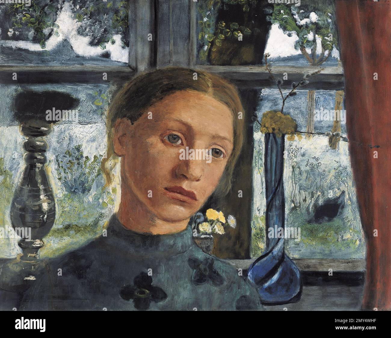 Paula Modersohn-Becker. Peinture intitulée 'tête de fille devant une fenêtre' par le peintre expressionniste allemand Paula Modersohn-Becker (1876-1907), c. 1902 Banque D'Images