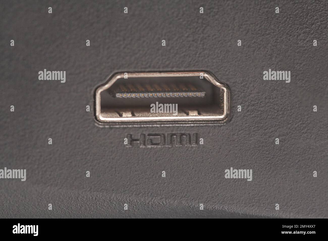 Ports de connecteur HDMI pour ordinateur portable, gros plan. Banque D'Images
