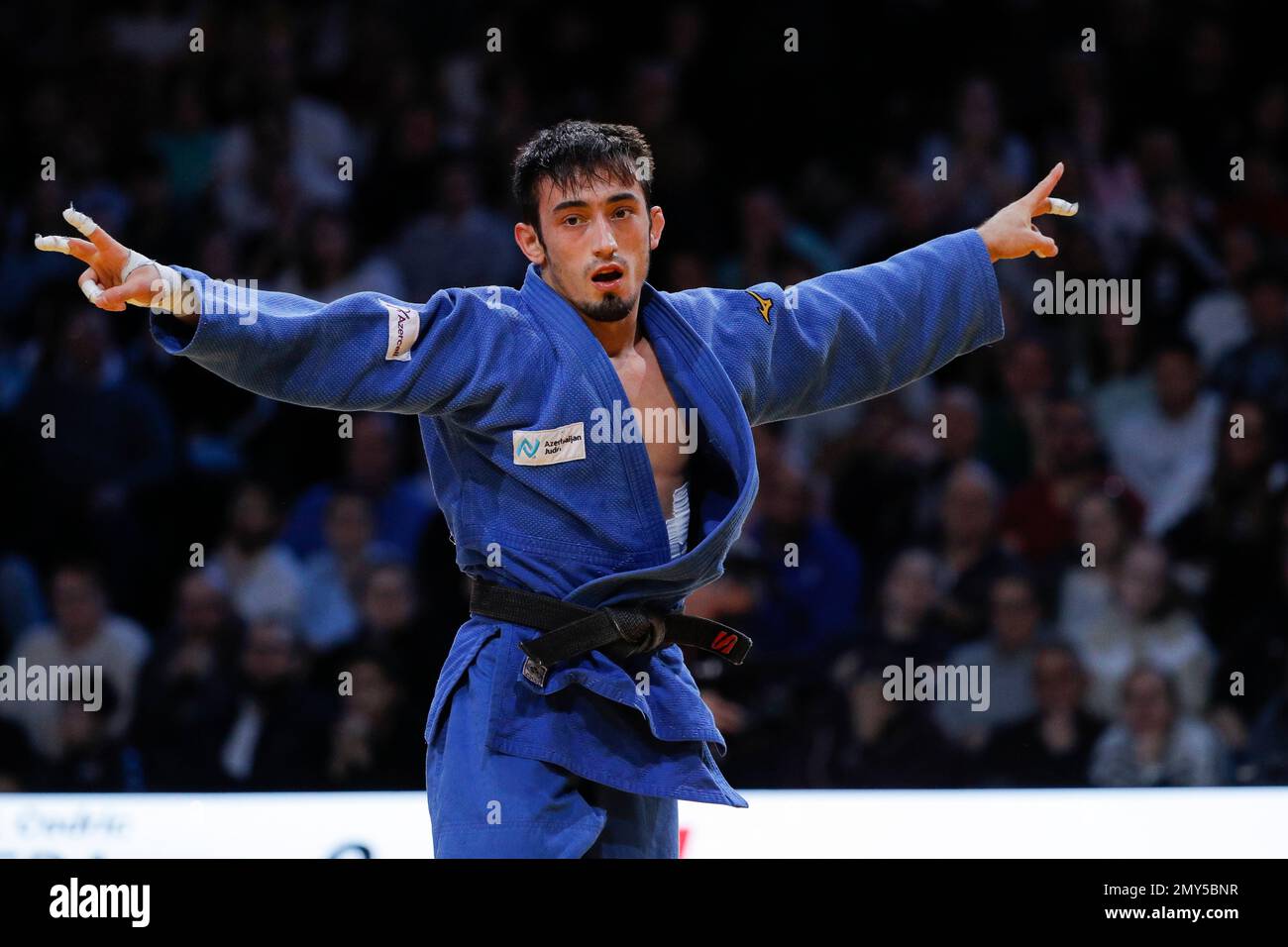 Balabay Aghayev (AZE) a remporté la médaille d'or dans la catégorie hommes _60kg contre Cédric Revol (FRA) (Etoile SP de blanc Mesnil Judo) a participé dans la catégorie hommes -60kg au cours de l'International Judo Paris Grand Slam 2023 (IJF) sur 4 février 2023 au Accor Arena à Paris, France - photo Stephane Allaman / DPPI Banque D'Images