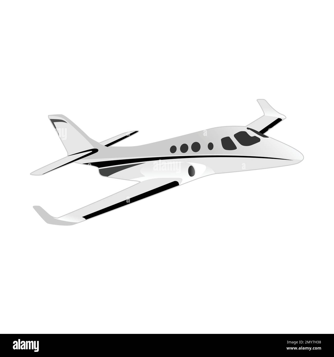 Vue latérale d'un avion à réaction privé sur fond blanc Illustration de Vecteur