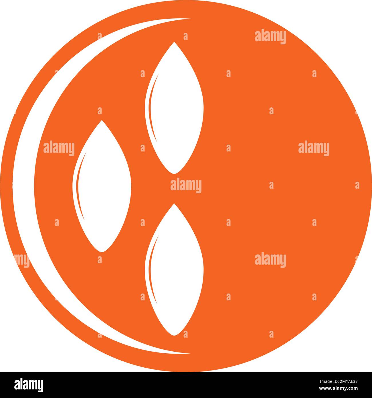 Icône de l'agriculture avec un champ d'oreilles mûres dorées de blé logo fournissant un grain alimentaire de base et de l'alimentation animale, illustration vectorielle isolée sur le blanc Illustration de Vecteur