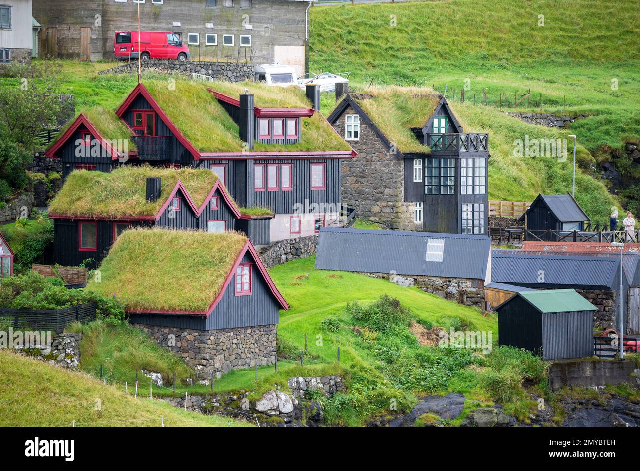 Village de Leynar, Streymoy Island, îles Féroé Banque D'Images