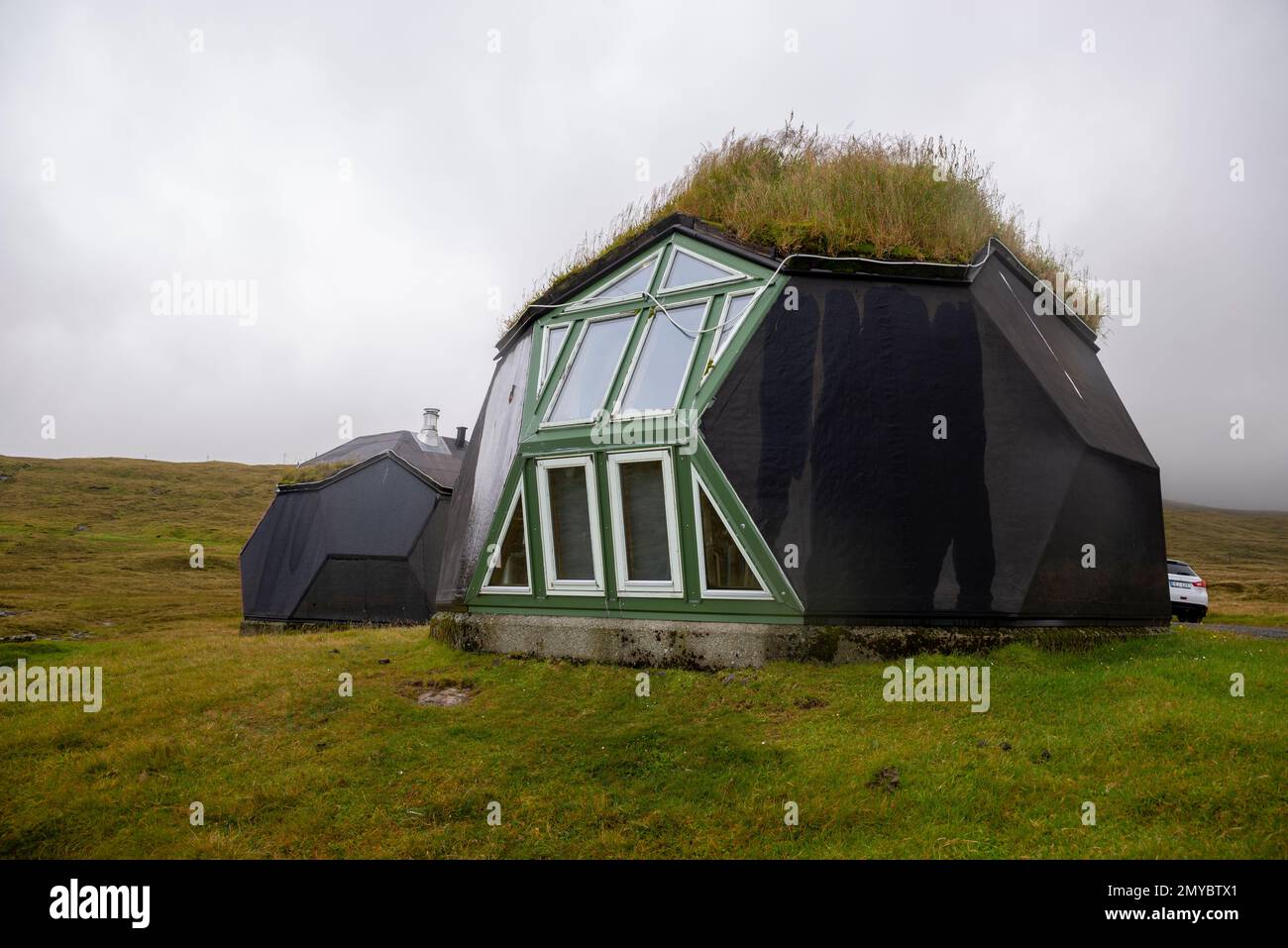Maison durable polyédrique, Kvivik, Streymoy Island, Îles Féroé Banque D'Images