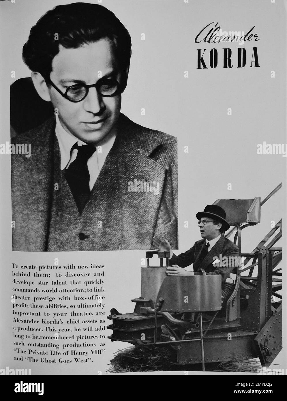 Œuvres promotionnelles de Londres films producteur / réalisateur ALEXANDER KORDA de la campagne des artistes Unis Livre d'année pour les exposants pour 1937 - 1938 Banque D'Images