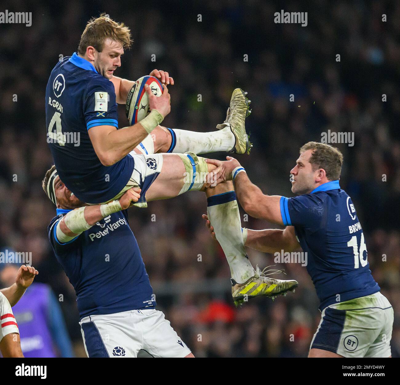 04 janv. 2023 - Angleterre contre Écosse - Guinness six Nations - Twickenham Stadium Richie Grey d'Écosse pendant le match des six Nations contre l'Angleterre. Image : Mark pain / Alamy Live News Banque D'Images