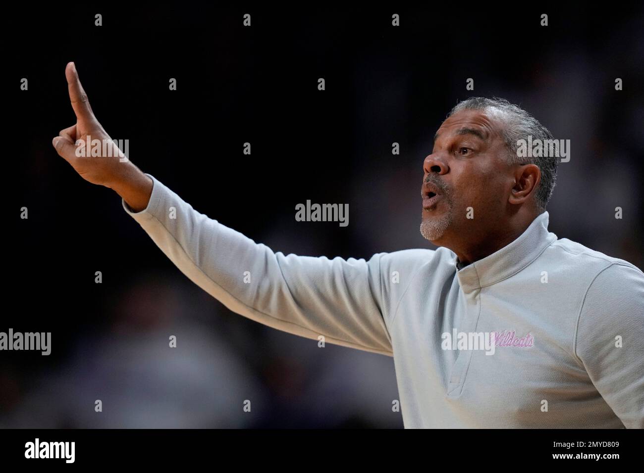 Kansas State head coach Jerome Tang motions to his players during the