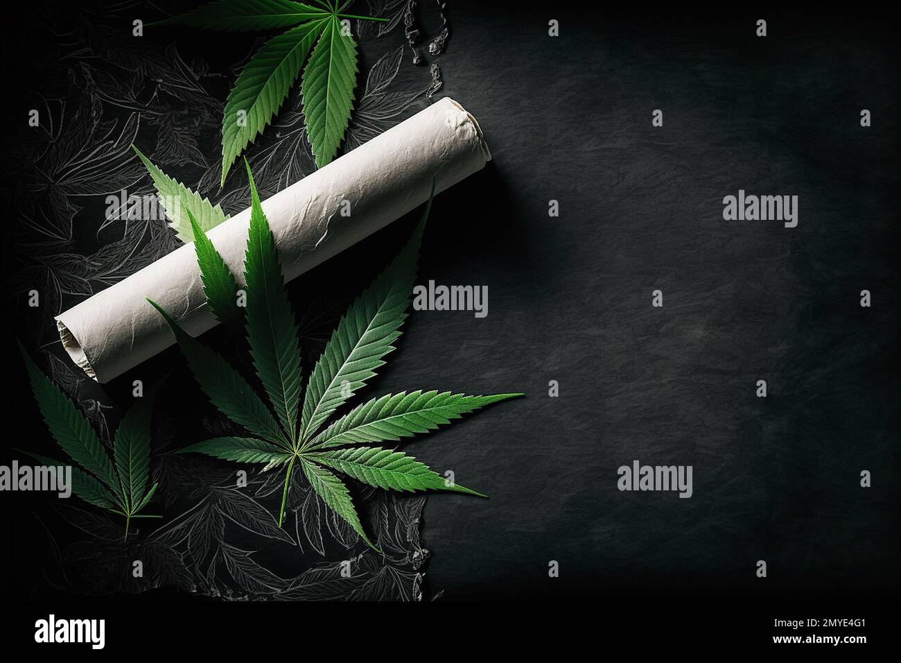 Marijuana médicinale roulé joint avec un plomb de marijuana sur le côté. Banque D'Images