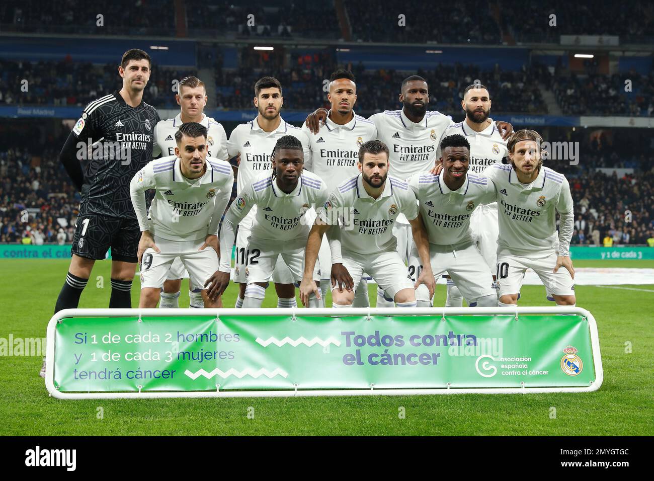 Madrid, Espagne. 2nd févr. 2023. Real Madrid Team group line-up (Real) football/Soccer : Espagnol 'la Liga Santander' match entre Real Madrid CF 2-0 Valencia CF à l'Estadio Santiago Bernabeu à Madrid, Espagne . Crédit: Mutsu Kawamori/AFLO/Alay Live News Banque D'Images