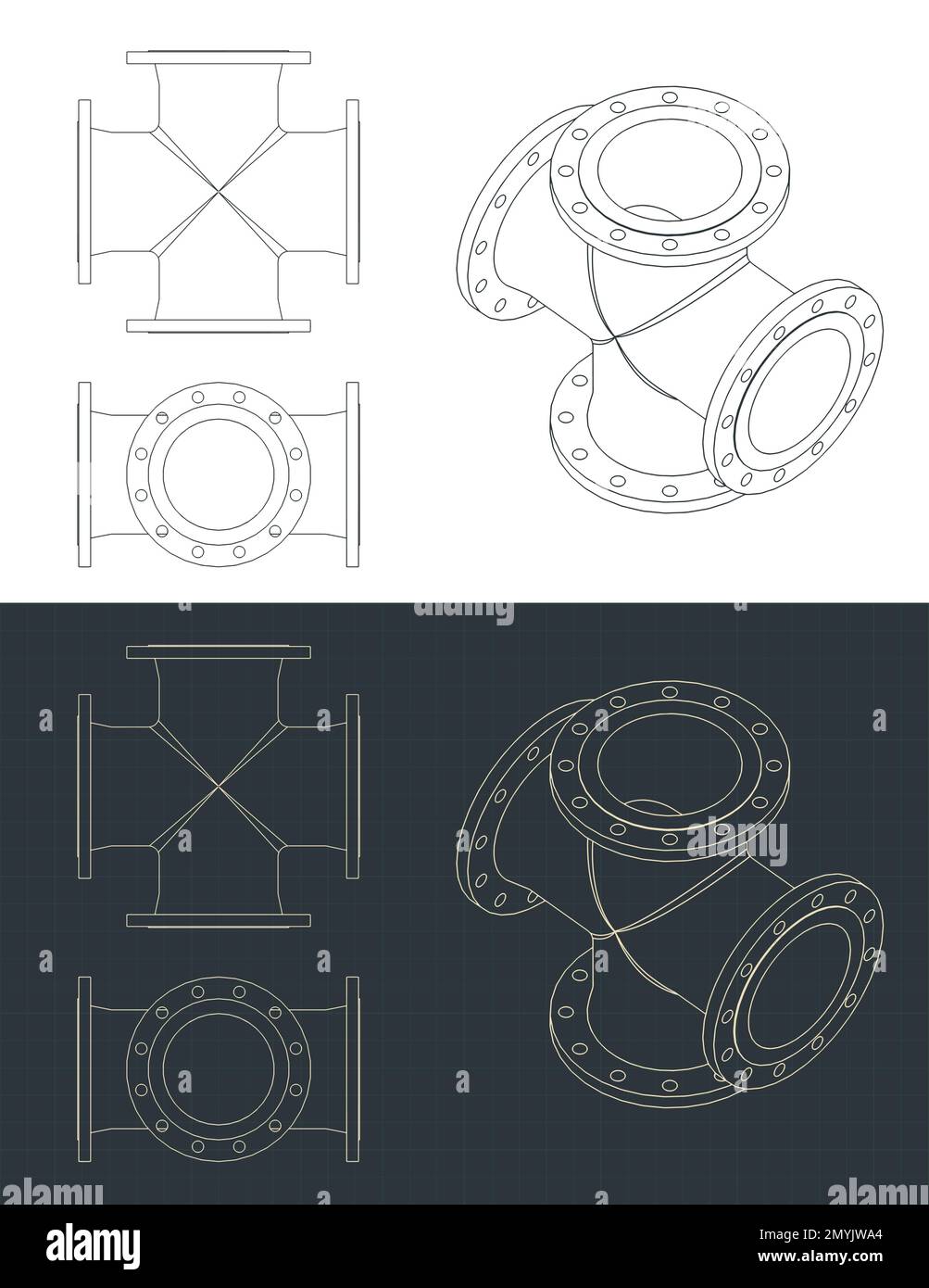 Illustrations vectorielles stylisées de bleus de croix à bord tombé Illustration de Vecteur