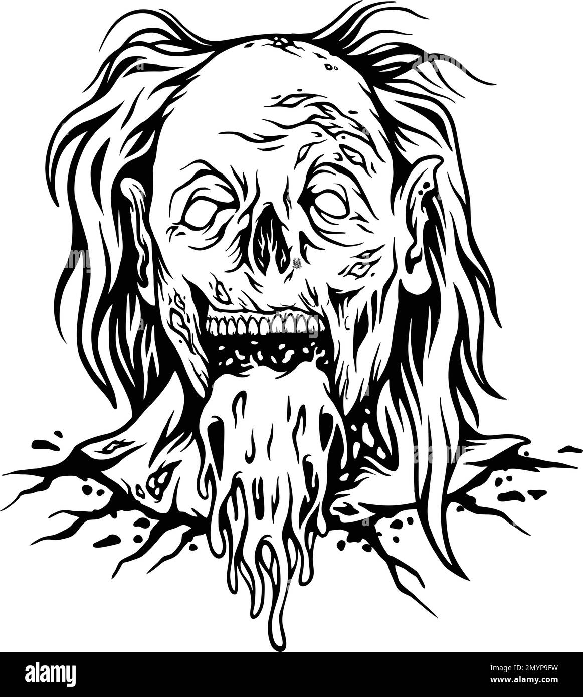 Illustration vectorielle de silhouette de tête de clown zombie pour votre logo de travail, t-shirt de marchandise, autocollants et dessins d'étiquettes, affiche, cartes de vœux Illustration de Vecteur