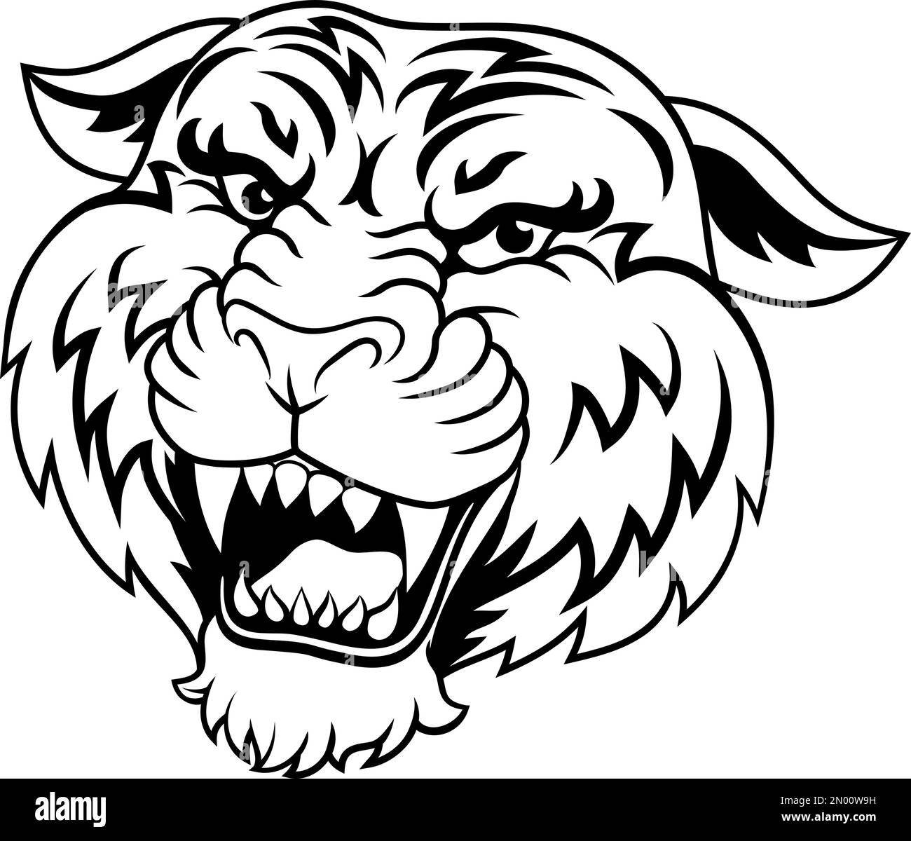 Tiger Angry Tigers Team Sports Mascot Roaring Illustration de Vecteur