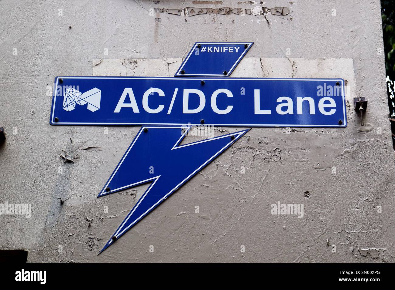 Gros plan du panneau AC/DC Lane dans la ville de Melbourne, Australie Banque D'Images