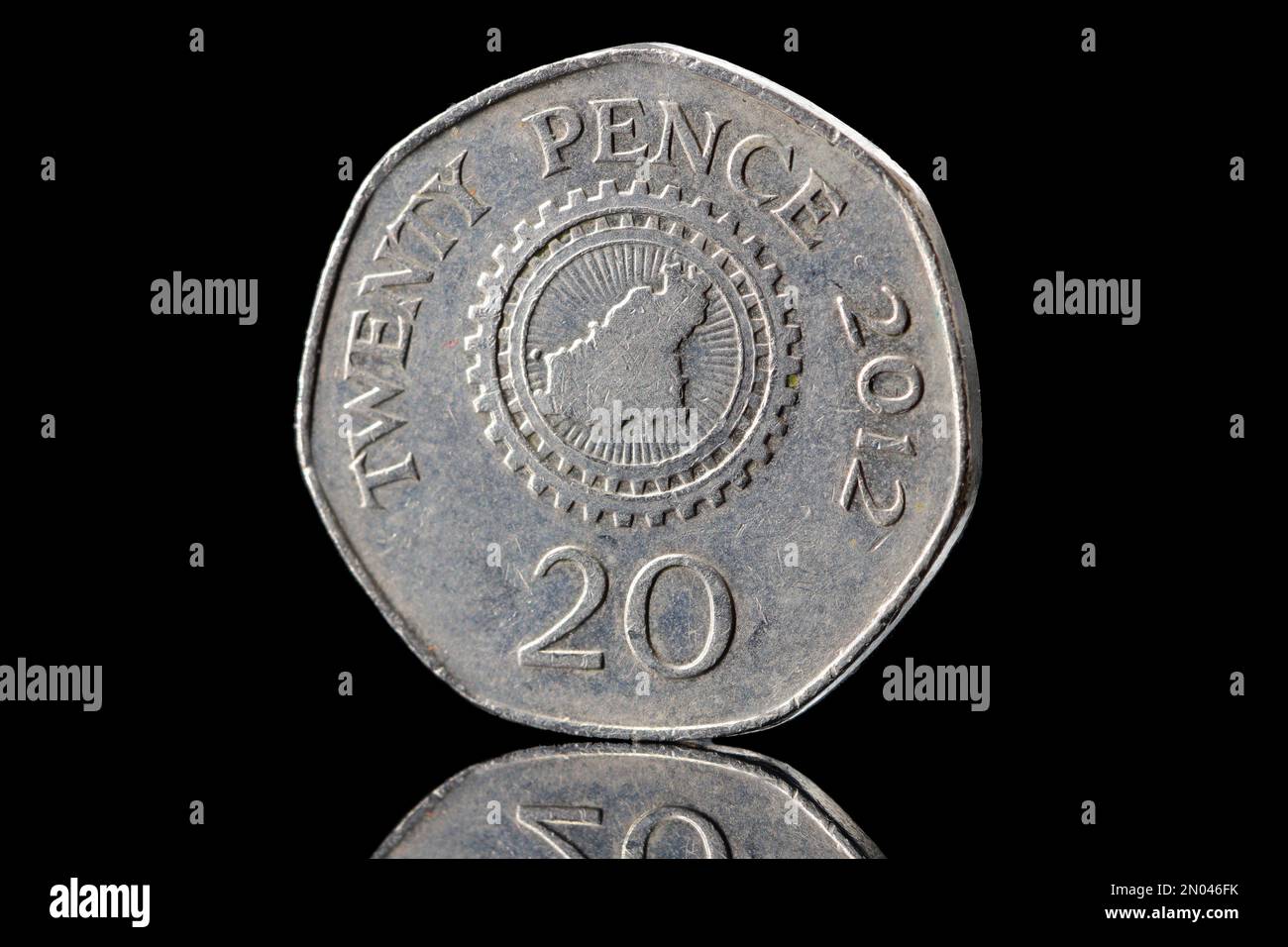 Une fermeture d'une pièce de 2012 20 pence Bailiwick de Guernesey Banque D'Images