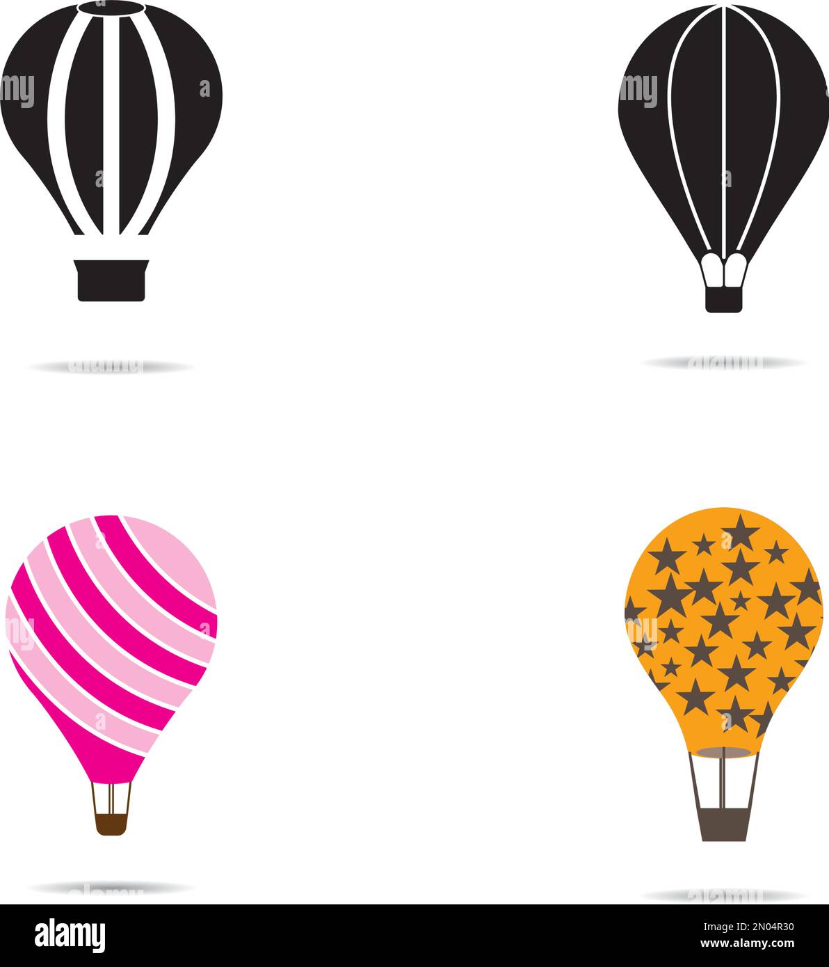 Icône en montgolfière, symbole de style moderne minimaliste et plat. Illustration vectorielle, silhouette Illustration de Vecteur