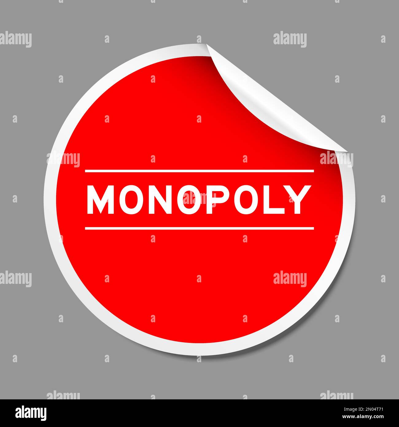 Étiquette autocollante rouge avec mot Monopoly sur fond gris Illustration de Vecteur