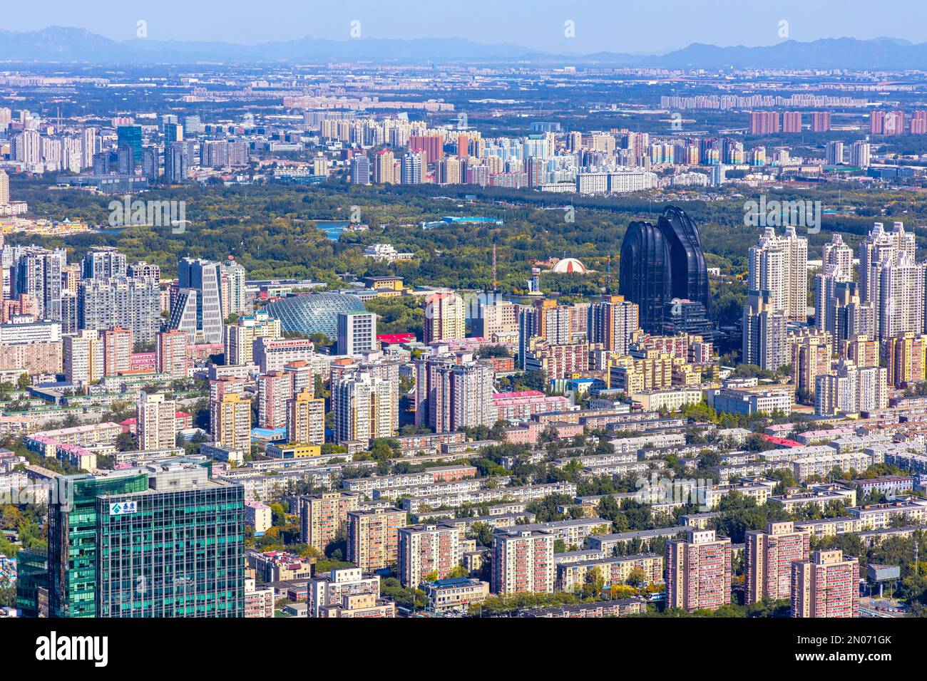 Vue sur le parc de chaoyang jun hao central Park plaza Banque D'Images