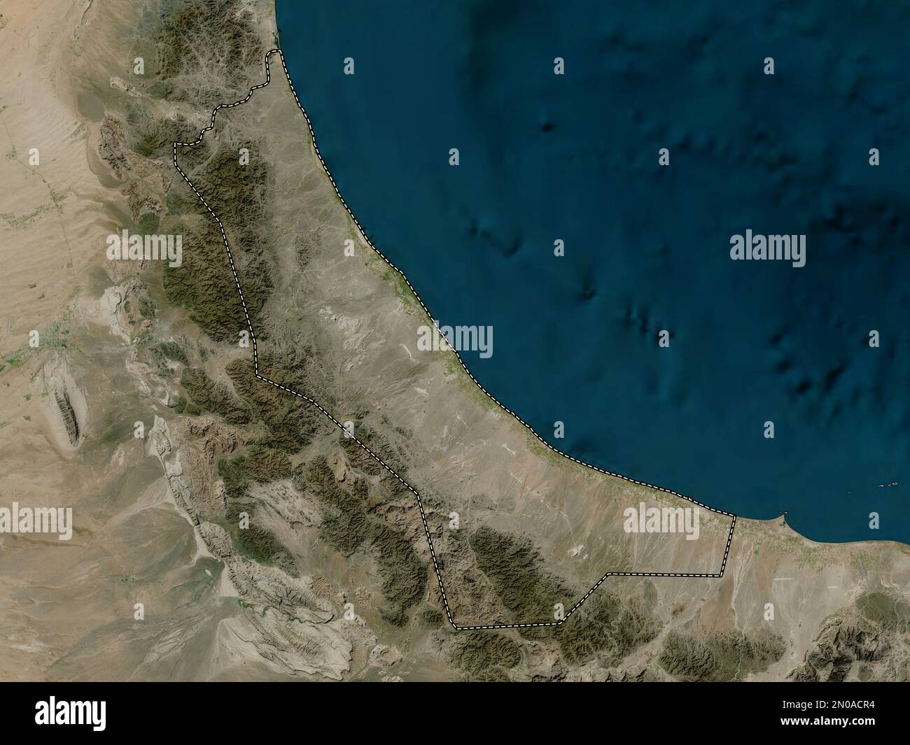 Al Batinah Nord, région d'Oman. Carte satellite haute résolution Banque D'Images