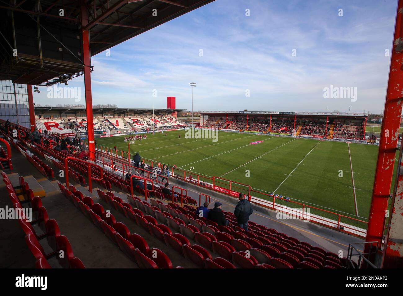 Vue générale à l'intérieur du stade Sewell Group Craven Park en prévision du match de rugby avant-saison Hull KR vs Leeds Rhinos au Sewell Group Craven Park, Kingston upon Hull, Royaume-Uni, 5th février 2023 (photo de James Heaton/News Images) Banque D'Images