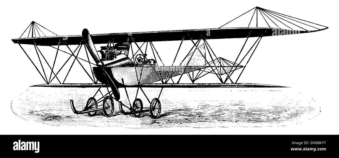 illustration du 19th siècle d'une machine volante ancienne (isolée sur blanc). Publié dans Systematischer Bilder-Atlas zum conversations-Lexikon, Ikonogra Banque D'Images