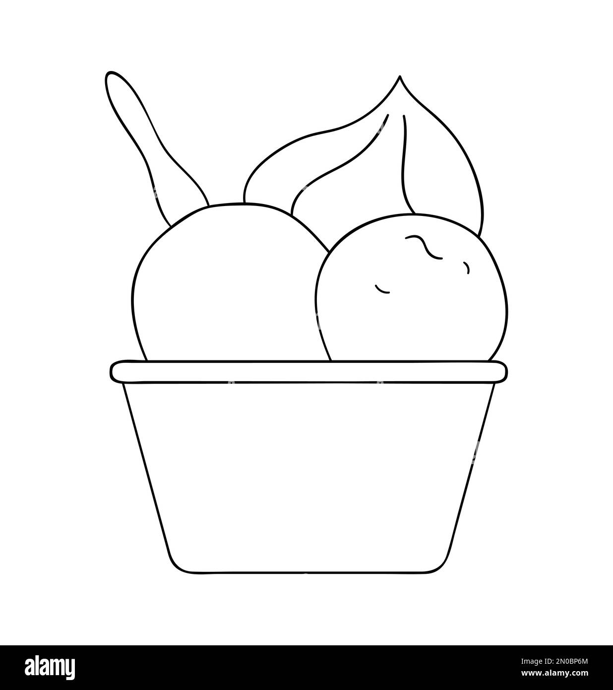 Symbole du pack de yaourts Vector Line. Produits laitiers frais biologiques dessinés à la main, isolés sur fond blanc. Illustration des aliments naturels. Yaourt noir et blanc Illustration de Vecteur